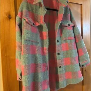 Pink and Green Plaid Jacket